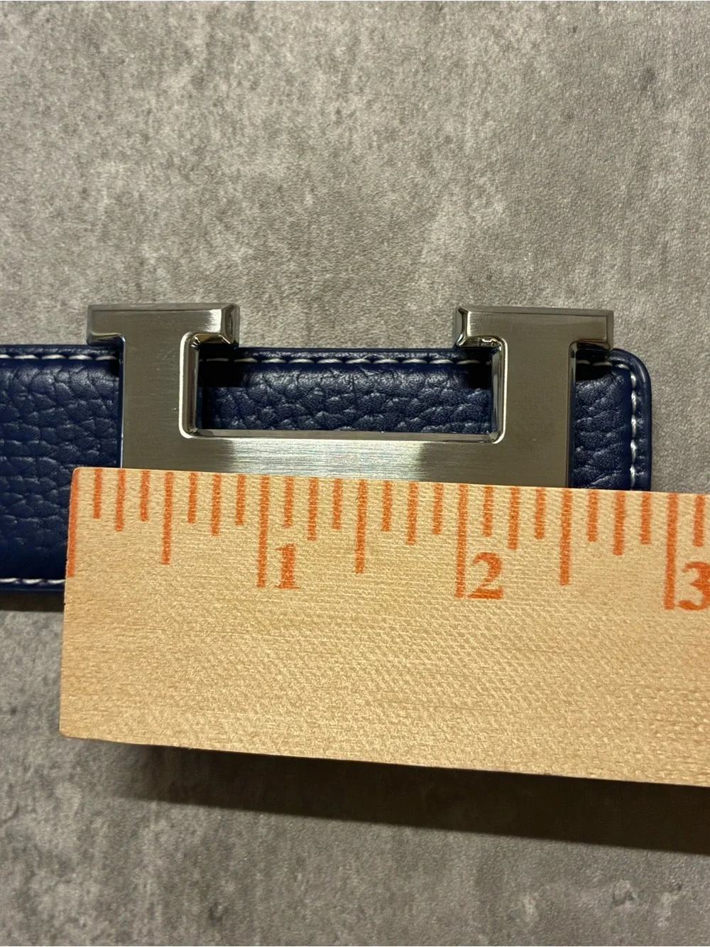 Blue Reversible Belt with Silver H Buckle